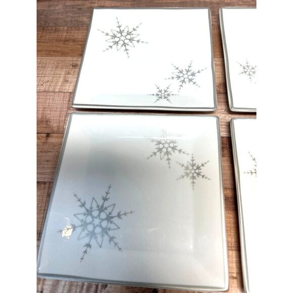 Holiday Snowflake Square Porcelain Plates Set Of 4 - Picture 2 of 5